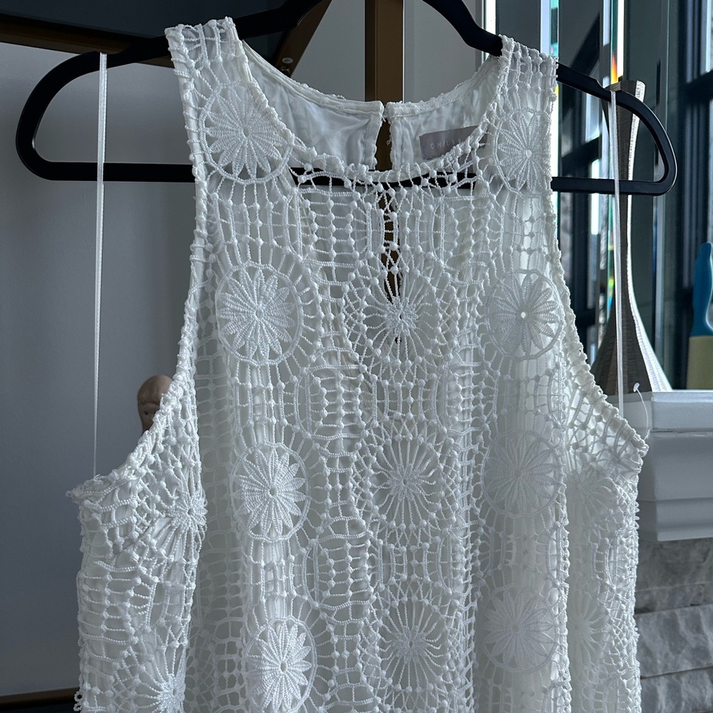 Chelsea 28 Asymmetrical White Embroidered Lace Dress - Picture 3 of 7